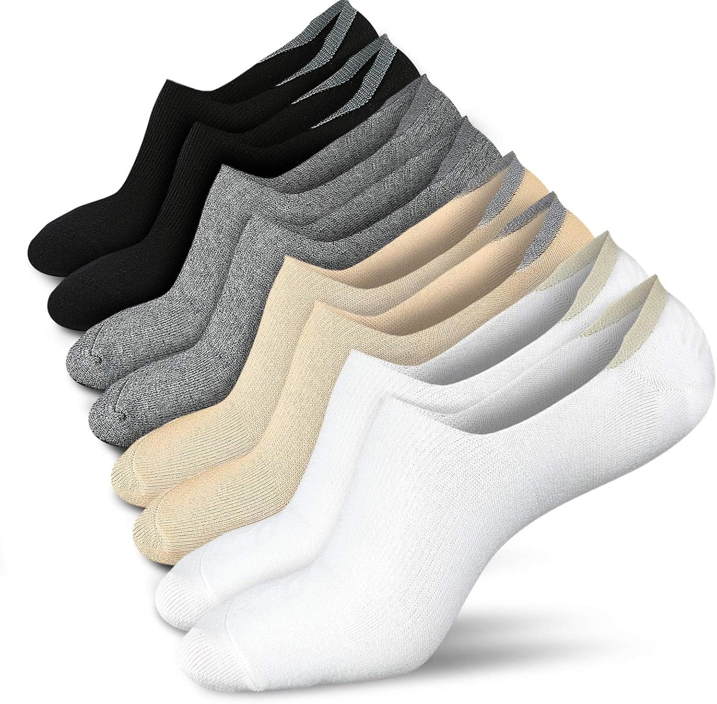Women's Non-Slip No Show Low Cut Socks - Available in 4 or 8 Pair Sets