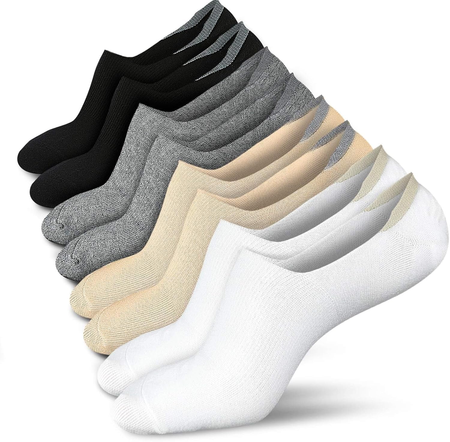 Women's Non-Slip No Show Low Cut Socks - Available in 4 or 8 Pair Sets