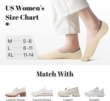 Women's Non-Slip No Show Low Cut Socks - Available in 4 or 8 Pair Sets